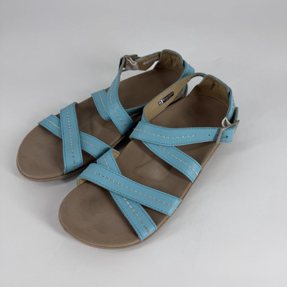 Spenco Andi Orthotic Sandals Women's 7 Blue Leather Teal Strap Buckle Comfort
